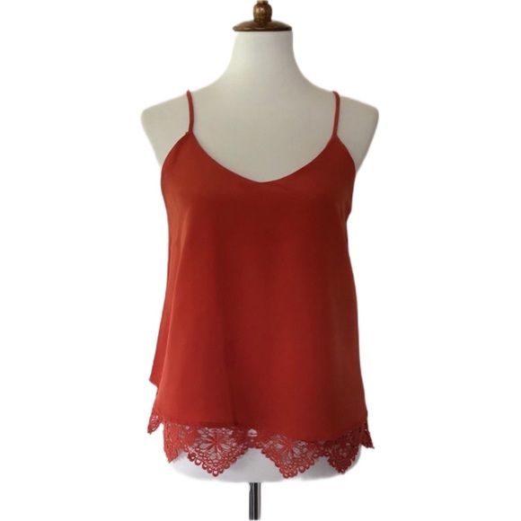 Francesca's Collections Tops - Francesca’s Orange Lace Tank Top